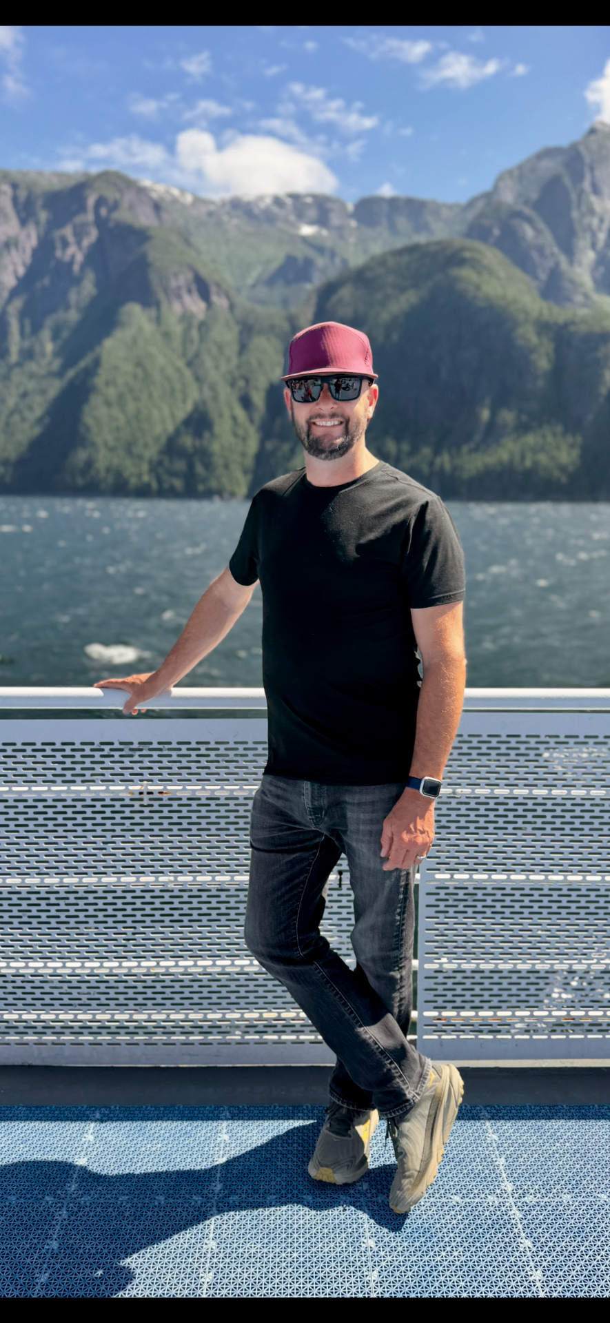 Tommy Stover aboard a ferry in British Columbia